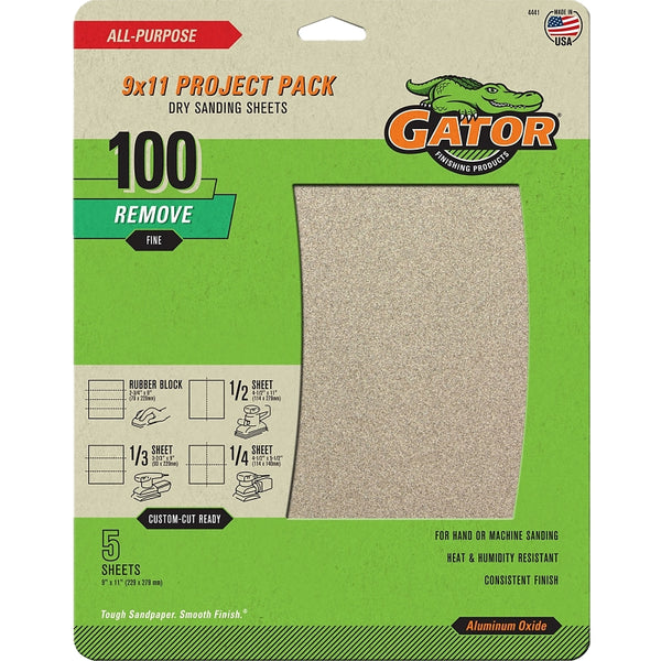 Ali Industries Sandpaper 4441 100-Grit One 5-Count Package, 9 x 11-Inch