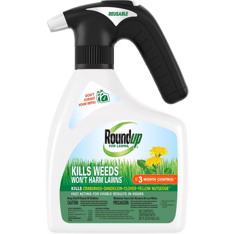 Roundup for Lawns1 Ready-to-Use with QuickHand Sprayer, Tough Weed Killer for Use on Northern Grasses, 1.5L