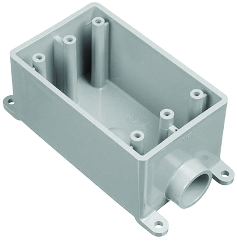 Carlon 4.54 in. Rectangle PVC 1 Gang Outlet Box Gray