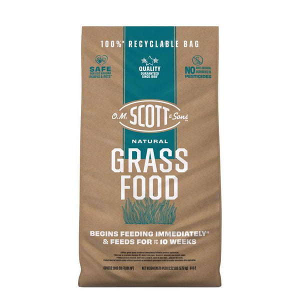 Scotts O.M. Scott and Sons Natural Grass Food, Food for Lawns, Fertilizes for up to 10 Weeks, Covers up to 2,000 sq. ft., 12.72 lbs. 27006