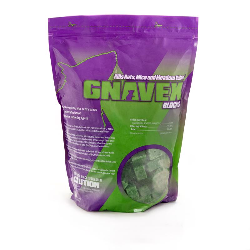 Gnavex Blocks, All Weather Rodenticide Bait That Contains Bromethalin, 4 lb Pouch