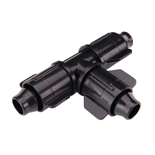 NDS Raindrip S5500UB, Smart Loc Universal Tee for Tubing, Drip Irrigation Fitting for 1/2-Inch, 5/8-Inch, & 0.710-Inch Supply Tubing and Dripline, Black/Blue