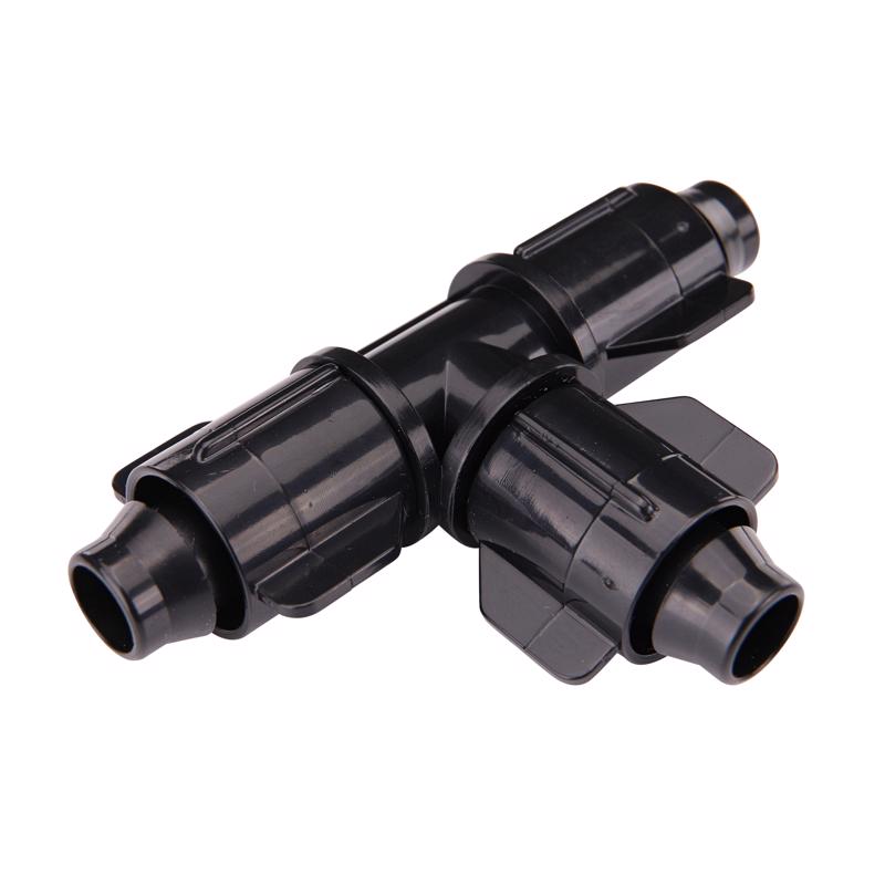 NDS Raindrip S5500UB, Smart Loc Universal Tee for Tubing, Drip Irrigation Fitting for 1/2-Inch, 5/8-Inch, & 0.710-Inch Supply Tubing and Dripline, Black/Blue