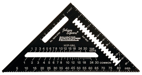 Johnson Level & Tool 1904-0700 Johnny Square Professional Easy-Read Aluminum Rafter Square, 7", Black, 1 Square