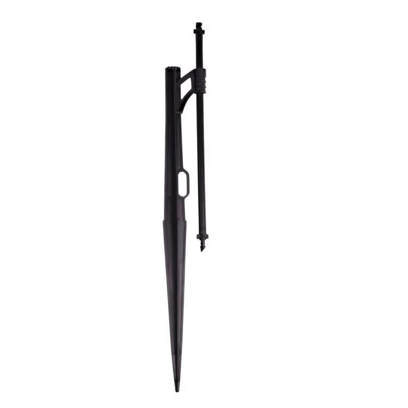 Raindrip P1050UB, Winged Jet Assembly, Half-Circle Pattern, Fan Spray, with 1/4-Inch Barbed Inlet on 13-Inch Stake with Adjustable Riser, Drip Irrigation Emitters for Gardening Systems, Black
