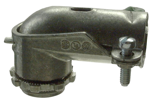 Halex - 3/8" (1/2" KO) Flex 90DEG Connector - 35/CCP 11001B