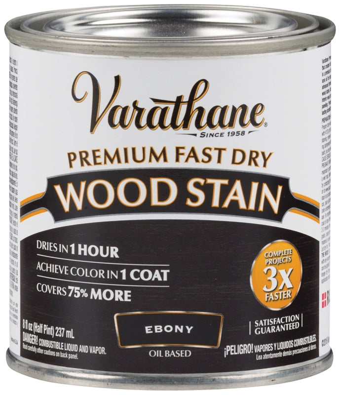Varathane 269400 Premium Fast Dry Wood Stain, Half Pint, Ebony