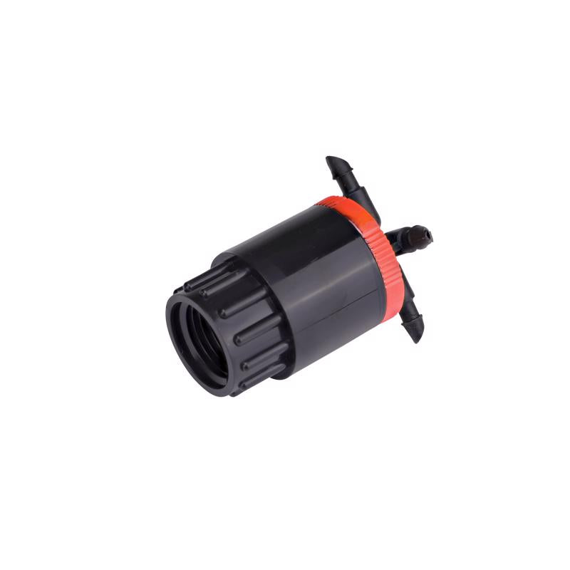 Raindrip QB10UB, Cuatro-Flo® Four-Outlet Bubbler, Drip Irrigation Emitters for Drip Irrigation Gardening Systems, 10 GPH Per Outlet, 1/2-Inch FPT Inlet, Black/Red