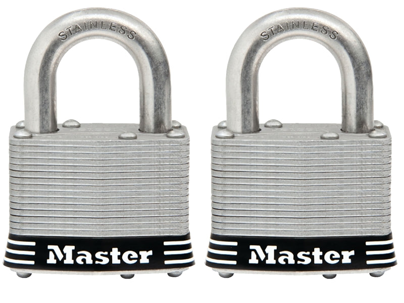 Master Lock 5SST Stainless Steel Outdoor Padlock with Key, 2 Pack Keyed-Alike