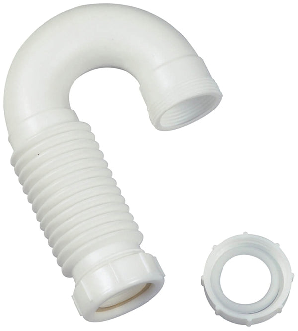 Danco 51066 Flexible Slip-Joint J-Bend Trap, 1-1/2 In, Plastic, [Finish]<, For Use With Kitchen And Bathroom Sinks, 1.5", White
