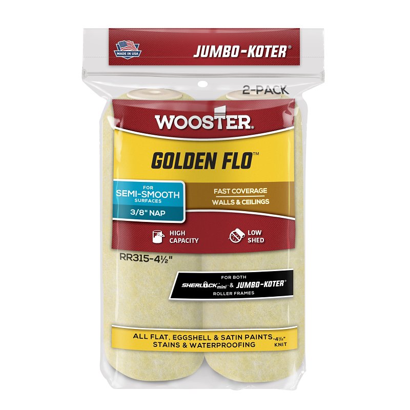 Wooster RR315-4 1/2 Golden Flo Roller, 4.5 Inch (2-Pack)