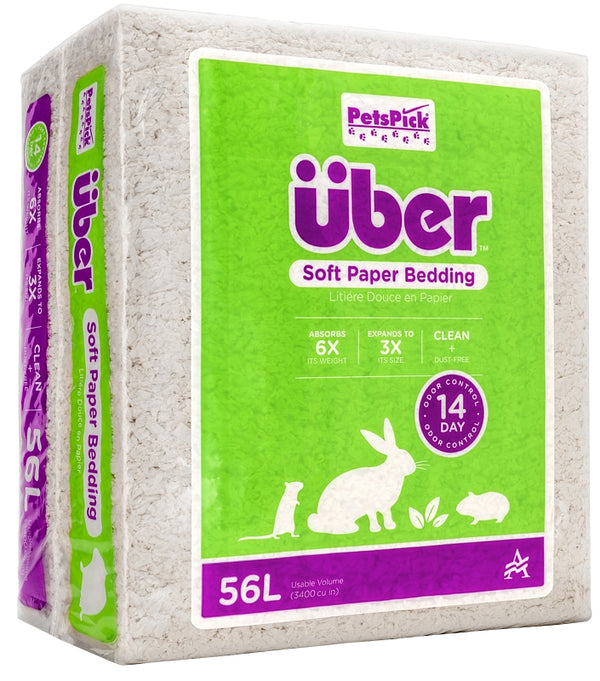PETSPICK Uber Soft Paper Pet Bedding for Small Animals, White, 56L 801000PWUB