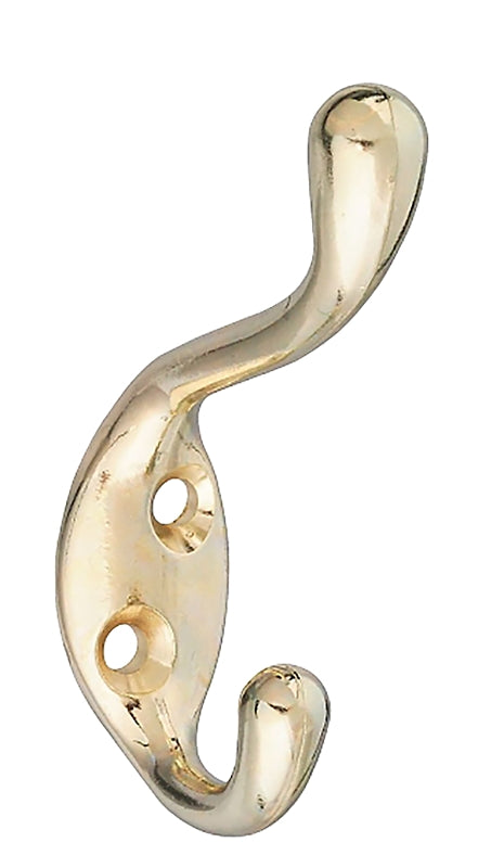 National Hardware N248-229 V166 Heavy Duty Coat and Hat Hook in Brass