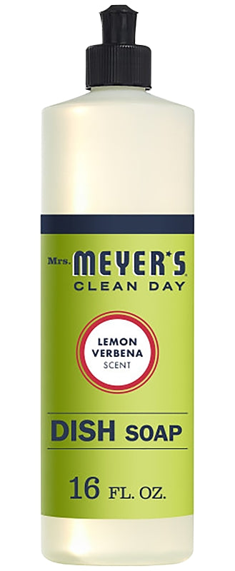 Mrs. Meyers Dish Soap Liquid Lemon Verbena 16 Ounce (Pack of 3) Aromatherapeutic, Cuts Grease, Biodegradable 12103