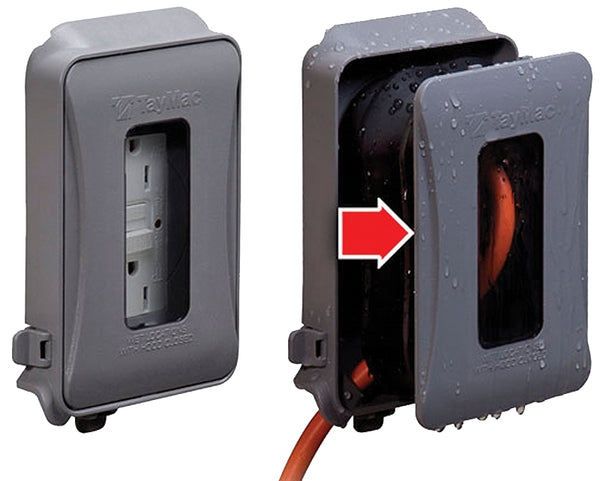 TayMac ML450G 1-Gang 1-Inch to 3.5-Inch Outdoor Low-Profile Expandable Outlet Cover, Gray