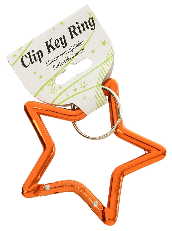 Hy-Ko Carabiner Key Chain Star Asst Colors Card 5 Pc / Pack KH495