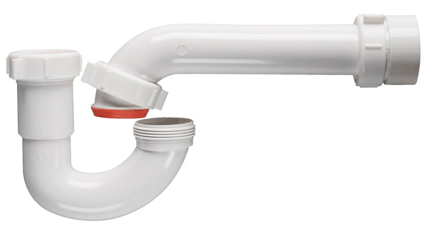 Keeney 400PVCK PVC P-Trap Pipe Kit with Reducing Washer and Adapter, 1-1/2-Inch or 1-1/4-Inch x 1-1/2-Inch, White