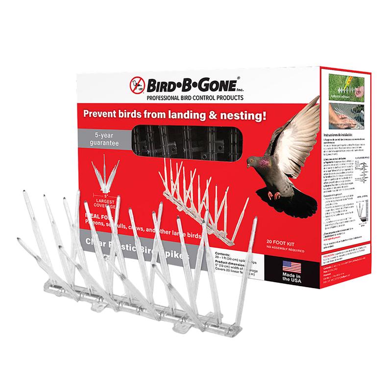 Bird B Gone Plastic Bird Spikes - 20 ft L x 5 in W - Clear