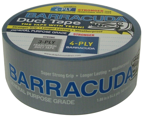 Blue Dolphin TPDUCTBARABLU TP BARA BLU Silver W/Blue Backing Gen Barracuda Duct Tape 2", 54.6 yd L x 1.88 in W, Multi