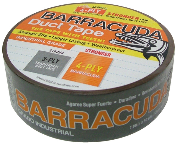 Blue Dolphin TPDUCTBARAORG TP BARA ORG Black W/Orange Backing Ind Barracuda Duct Tape 2", 50 yd L x 1.88 in W, Multi