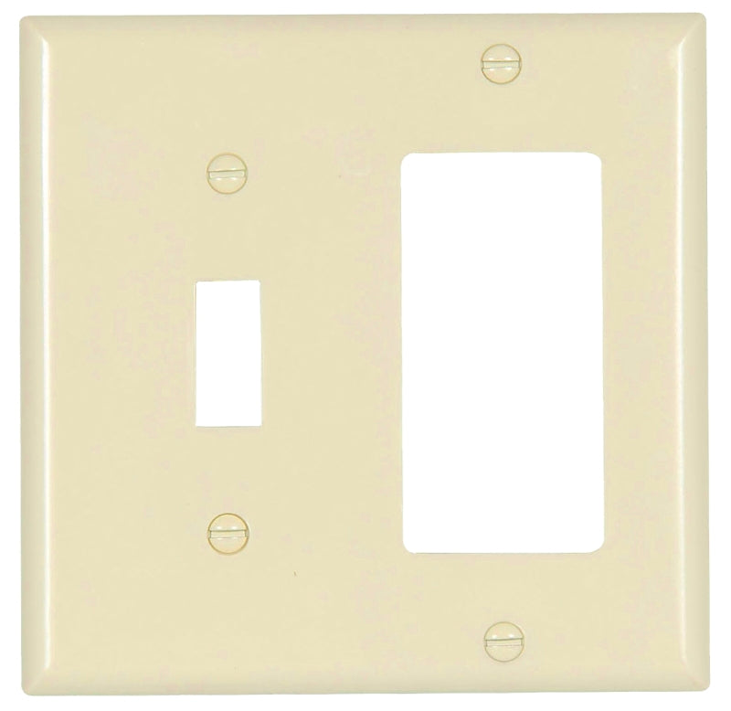 EATON 2153LA-BOX Wiring Standard Size Toggle and Decorator Combination Wall Plate, 4.56 in W X 4-1/2 in D, Light Almond