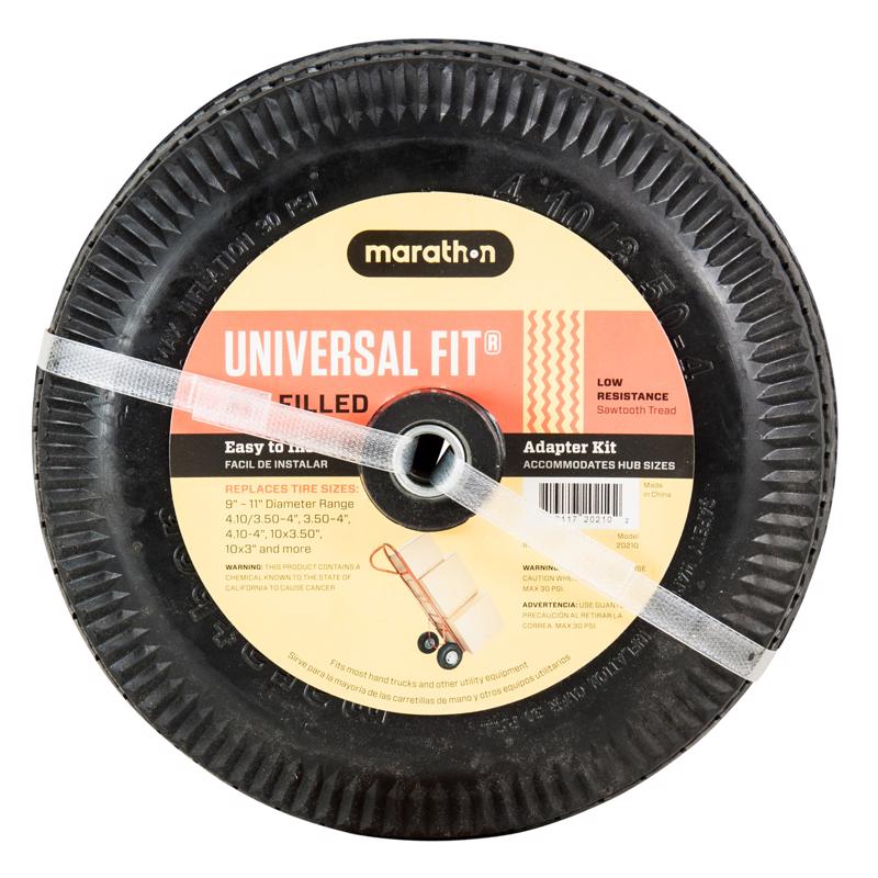 Universal Fit 4.10/3.50-4 Air Filled Hand Truck/Utility Tire, 5/8'' Bearings,2.25'' Offset to 4'' Hub, Adapter Kit Included