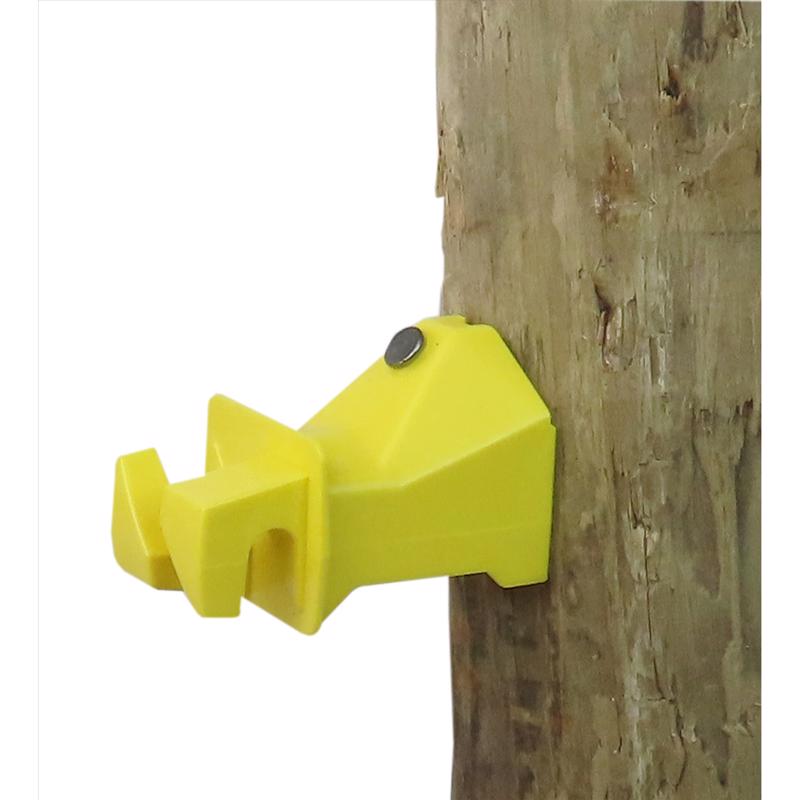 Electric Fence Insulator, Snug-Fit on Wood Post, With Nail, Yellow 25-Pk.
