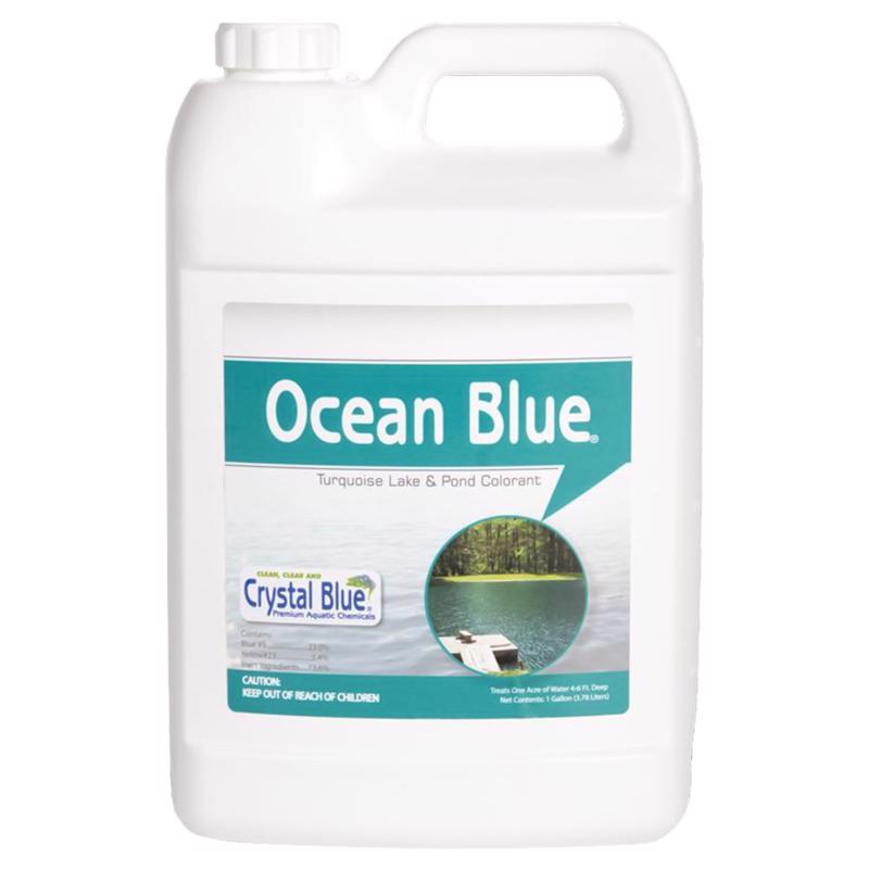 Crystal Blue Ocean Blue Pond Dye - 1 Gallon - Aqua Blue Color Treats up to 1 Acre - Clean, Clear & Aqua Blue Water - Environmentally Friendly Pond Dye