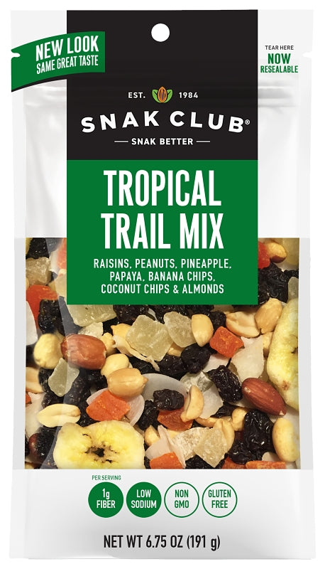 Snak Club Tropical Mix Resealable Nuts 6.75 Ounce Bag 700545