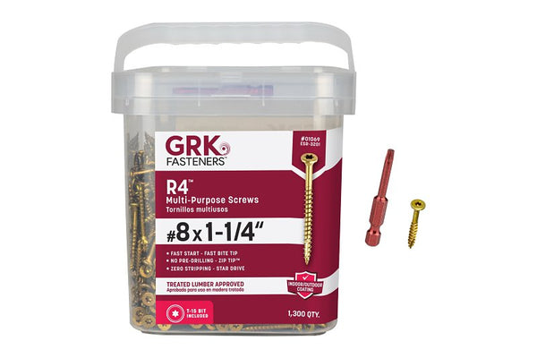 GRK Fasteners 01069 R4#8 x 1-1/4" Screws 1300CT Multi-Purpose Steel