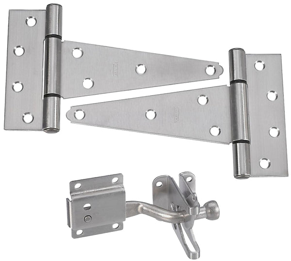 National Hardware Gate Kit with T-Hinges and Latch Set, Stainless Steel N343-434