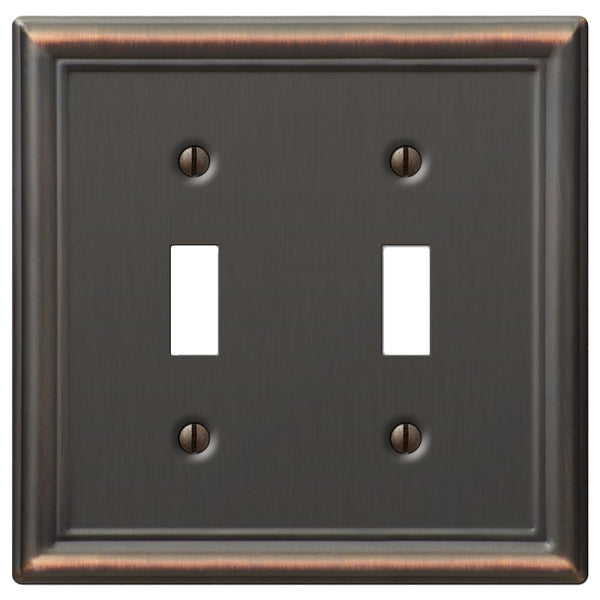 AmerTac 149TTDB BRZ 2 TGL WALLPLATE, Double Toggle, Aged Bronze