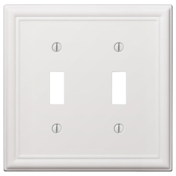 Amerelle 149TTW Chelsea Wallplate, 2 Toggle, Steel, White, 1-Pack