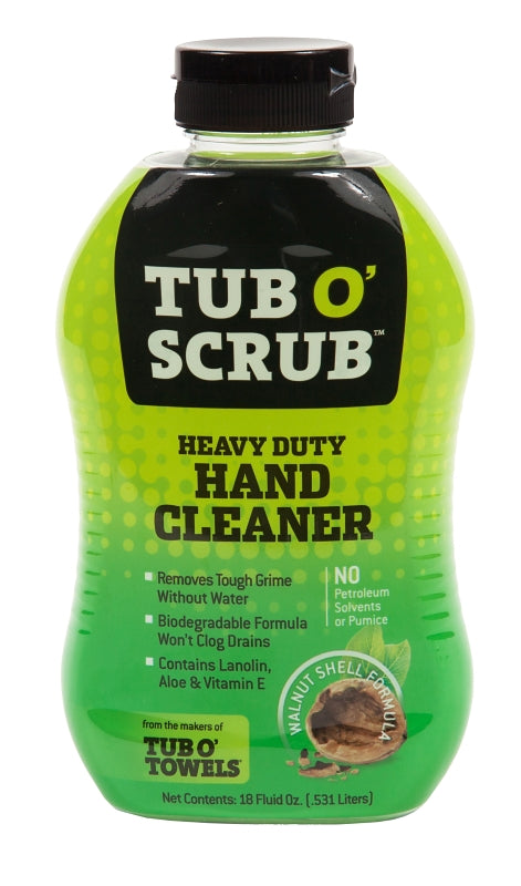 Tub O' Scrub TS18 Heavy Duty Pumice-Free Hand Cleaner, Removes Tough Grime & Dirt Without Water, Biodegradable, 18oz Bottle
