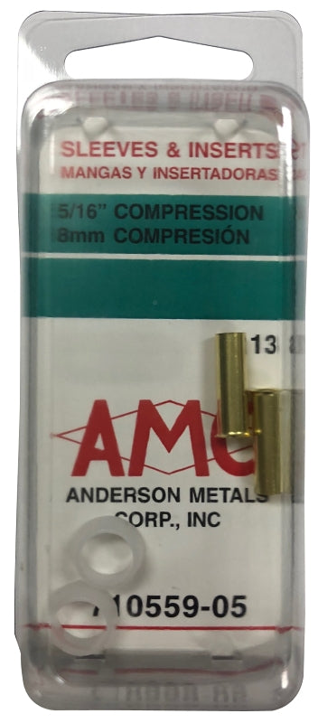 anderson metals corp 710559-05 2 Pack, 5/16 -Inch, Plastic Compression Sleeve With Brass Insert