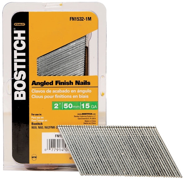 BOSTITCH Finish Nails, FN Style, Angled, 15GA, 2-Inch, 1000-Pack (FN1532-1M)
