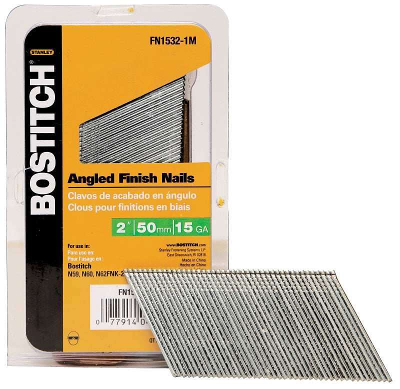 BOSTITCH Finish Nails, FN Style, Angled, 15GA, 2-Inch, 1000-Pack (FN1532-1M)