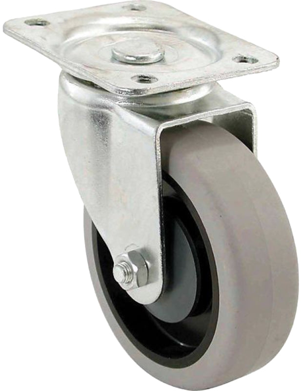 Shepherd Hardware 9735 400 Series 4-Inch Swivel Plate Caster, Rubber Wheel, 250-lb Load Capacity