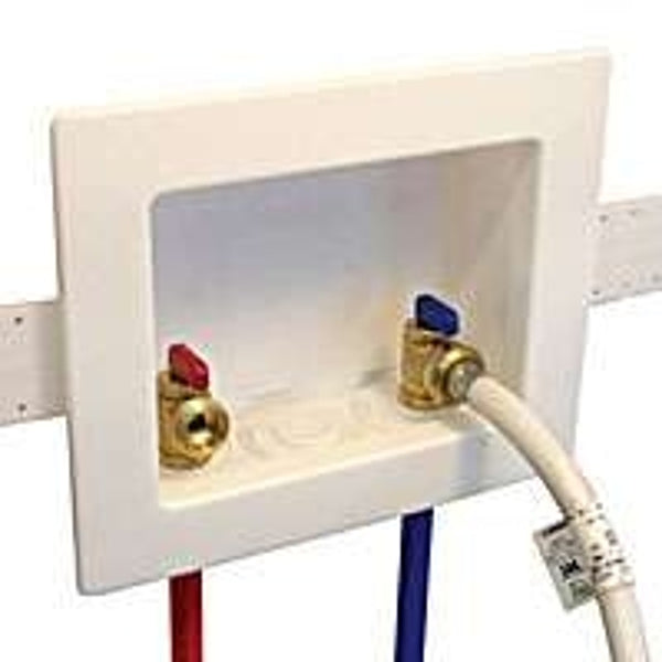 Eastman 1/2 Inch PEX Connection, White Center Drain Washing Machine Outlet Box, 60250 60250/WPWME-1