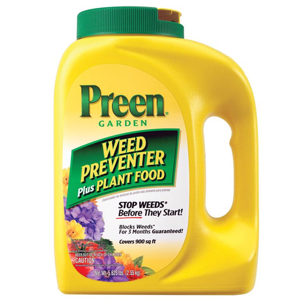 Preen 2164116 Plant Food Garden Weed Preventer, 5.625 lb. Covers 900 sq. ft 24-64092