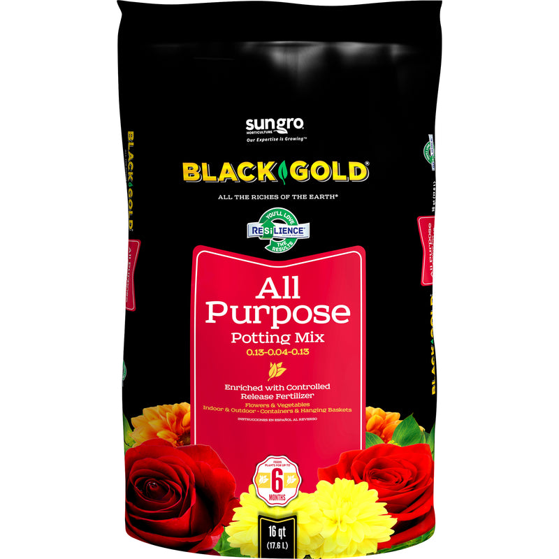 Black Gold 1410102 16 QT U 16 Quart All Purpose Potting Soil With Fertilizer