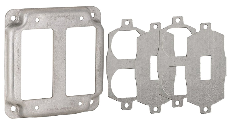 Hubbell Raco 4 in. Square Cover, Universal Exposed Work, 2-Device, 6-in-1 Plates 809U