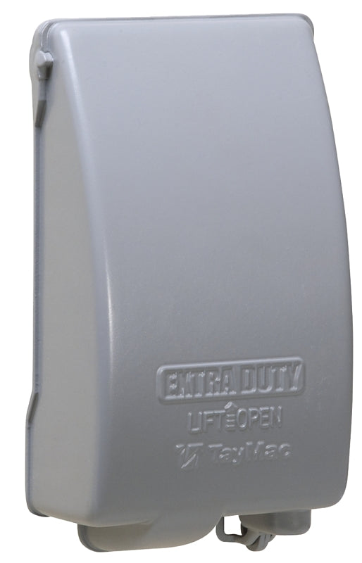 TayMac Hubbell-Bell MX4280S 1-Gang Extra Duty Expandable In-Use Cover, Weatherproof Metal Low Profile 8-in-1, 3.5 in. Deep, Vertical, Gray