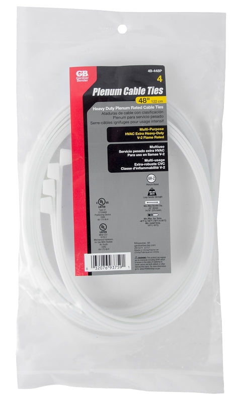 ECM INDUSTRIES LLC 49-448P Plenum Cable Ties, Heavy-Duty, 48-in, 4-Pk. - Quantity 1