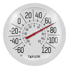 Taylor Big & Bold Indoor Outdoor Dial Thermometer, Decor for Patio, Pool, or Garage, 8.5 Inch, White Bezel 5650