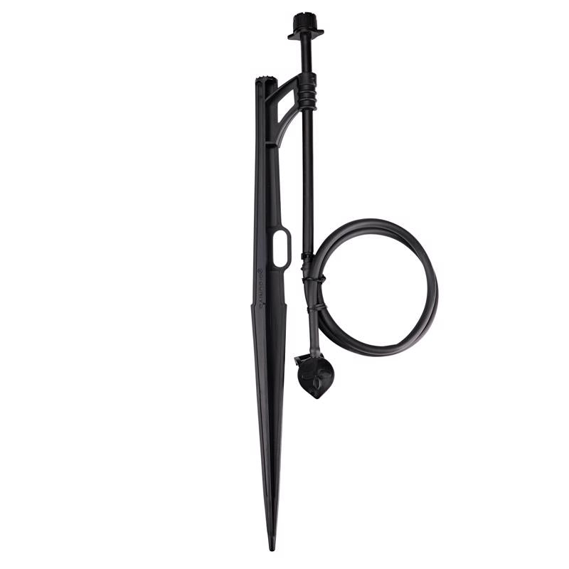 Raindrip A159CPUB Adjustable Flow Bubbler Assembly, Full-Circle Pattern, 8 Stream, with 1/4 in. Clamp N Pierce Inlet on 13 in. Stake, Black