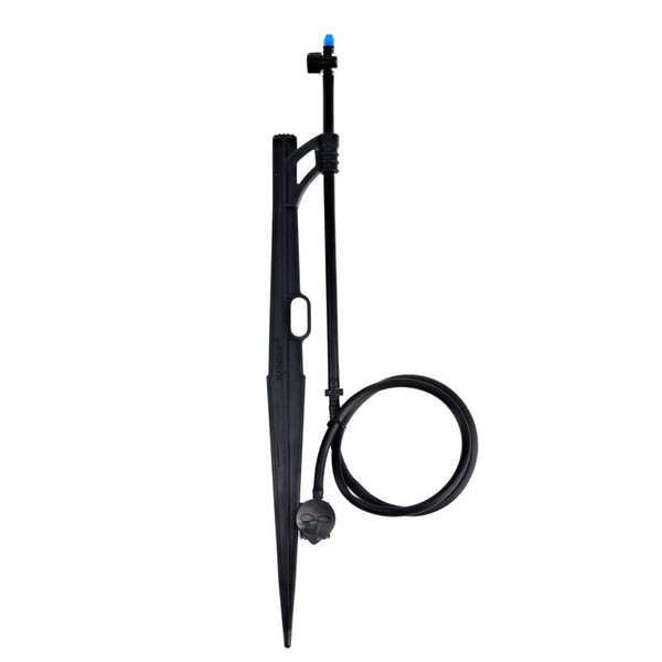 Raindrip 172CPUB, Adjustable Flow Micro Sprinkler Assembly, Half-Circle Pattern, Fan Spray, 1/4'' Clamp N Pierce Inlet, Riser and 13'' Stake, for Drip Irrigation Gardening Systems, Black/Blue(Pack of 1)