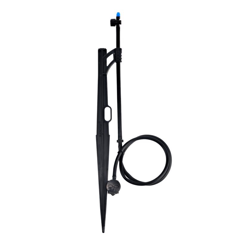 Raindrip 172CPUB, Adjustable Flow Micro Sprinkler Assembly, Half-Circle Pattern, Fan Spray, 1/4'' Clamp N Pierce Inlet, Riser and 13'' Stake, for Drip Irrigation Gardening Systems, Black/Blue(Pack of 1)