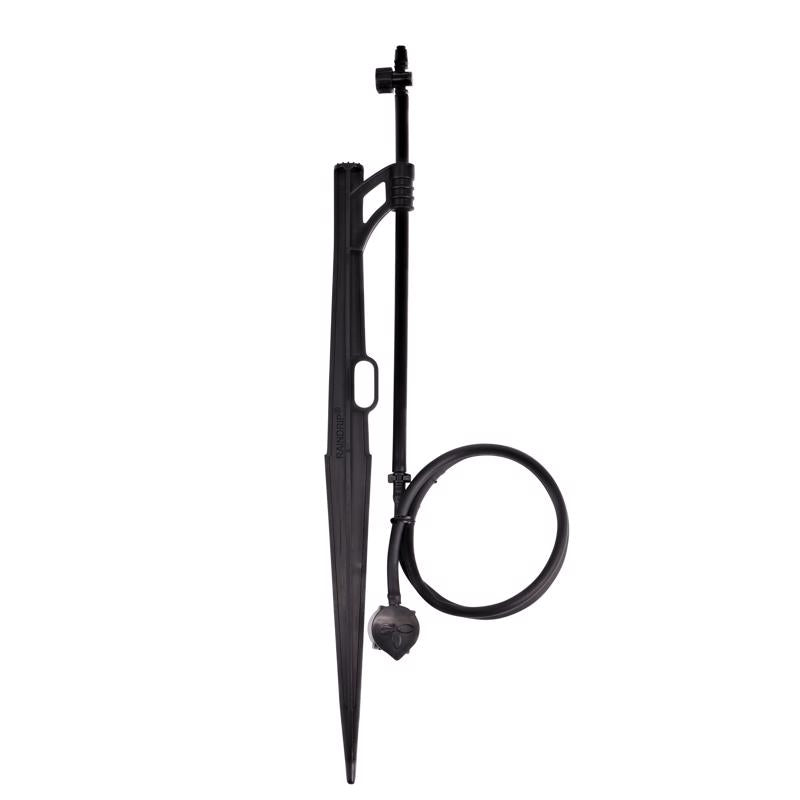 Raindrip 173CPUB Adjustable Flow Jet Assembly, Quarter-Circle Pattern, Fan Spray, 1/4 in. Clamp N Pierce Inlet, Riser, Pack of 1, Black