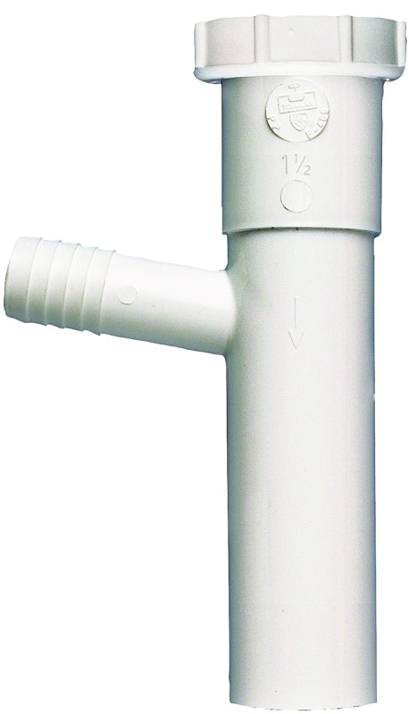 Plumb Pak PP66-14W Master Dishwasher Tailpiece, 1-1/2 X 8 in, 3/4 in (5/8 in Od) Branch, Plastic, White
